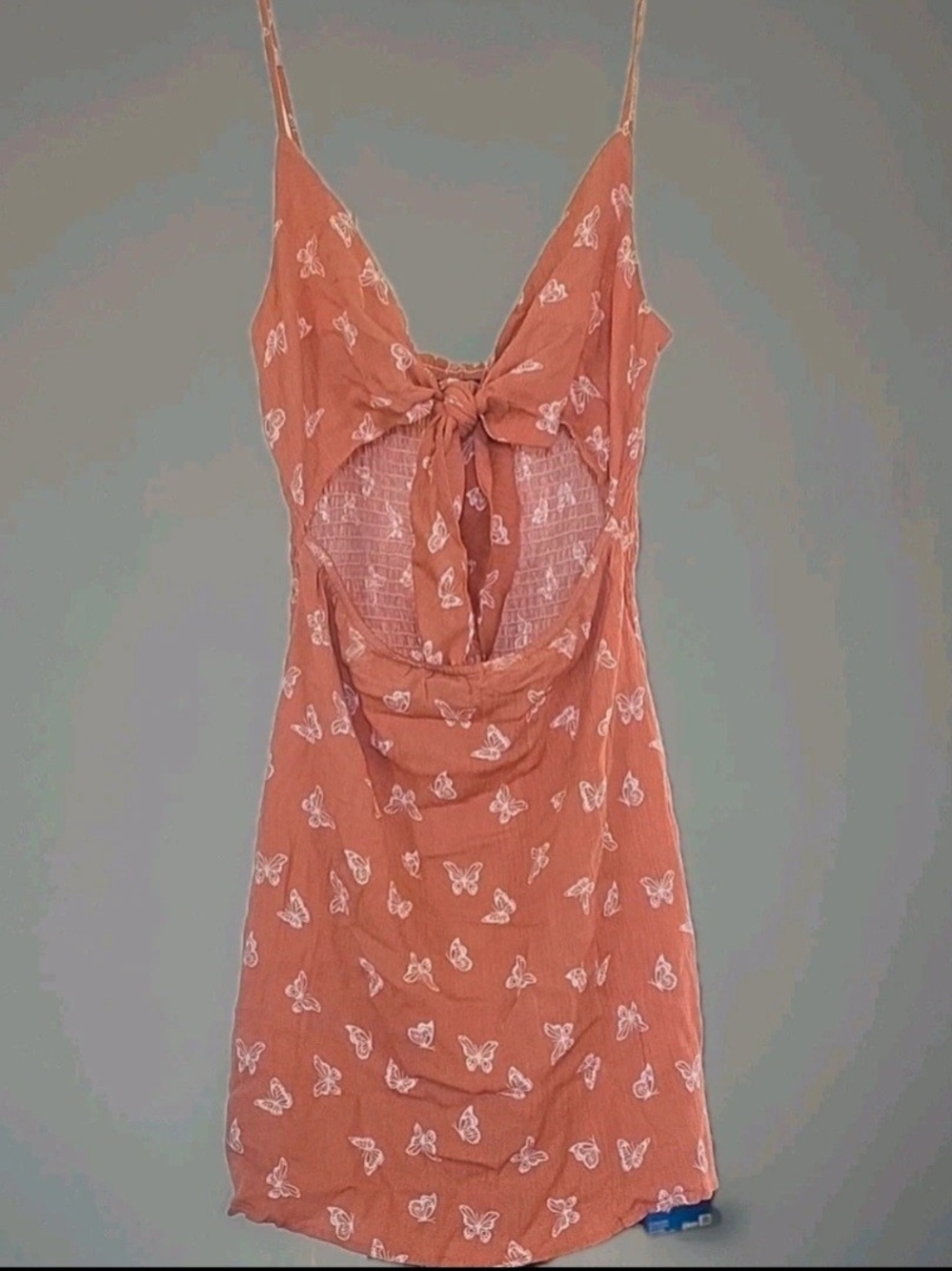 Lovely Day Rust-Orange Butterfly Tie-Front Mini Dress